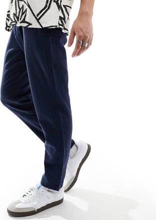 Selected Pantaloni slim affusolati blu navy in misto lino