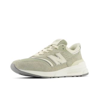 New Balance Unisex-Adult 997r V1 Sneaker, Olivine/Linen, 11 Wide Women/9.5 Men