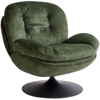 Beliani Poltrona girevole in velluto con seduta imbottita Base singola stile vintage Verde scuro Nolvik