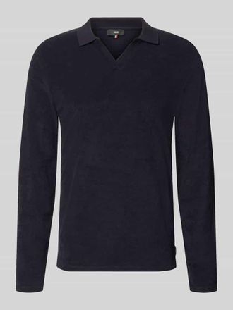 Cinque Longsleeve mit Polokragen und V-Ausschnitt Modell BOLL in Marine, Gr&ouml;&szlig;e XXL
