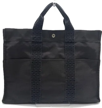 Herm&egrave;s Her Line Gray Nylon Canvas Tote Bag (Pre-Owned)