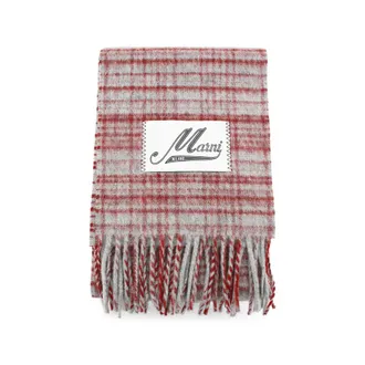 Marni Red Checked Wool-mohair Scarf