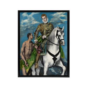 Artery8 Saint Martin & the Beggar Oil Painting El Greco Framed Canvas Art | Size: W24 x H32