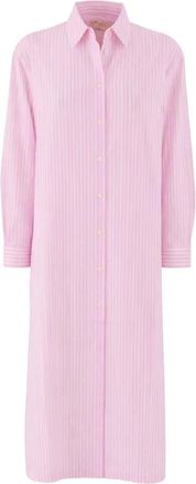 MC2 Saint Barth Adeline Maxi Overhemdjurk - Dames - Shirt Kleedjes - Roze - Xs/S - Katoen - Kleedjes