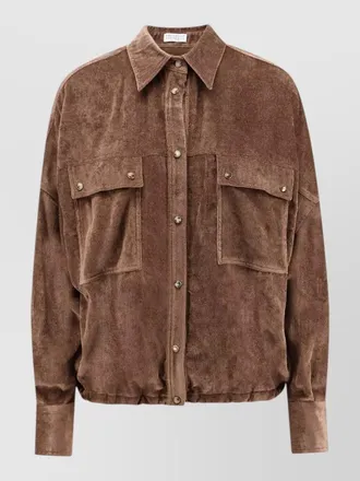 Brunello Cucinelli corduroy overshirt drawstring hem and pockets