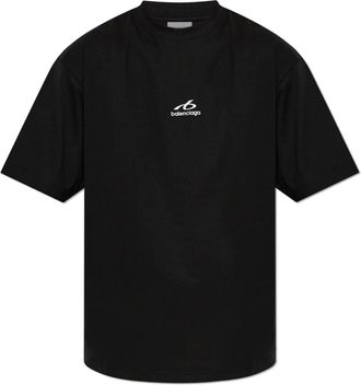 Balenciaga Logo T-shirt - Heren - T-shirts - Zwart - M - Katoen - Tops