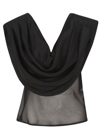 La Collection Black Crepe Silk Cowl Top