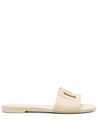 Dolce & Gabbana Sandali slides Bianca con logo DG - Toni neutri