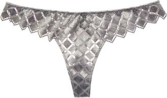 Kiki De Montparnasse Kiki de Montparnasse Lamine Embroidery Silk-Trim Thong