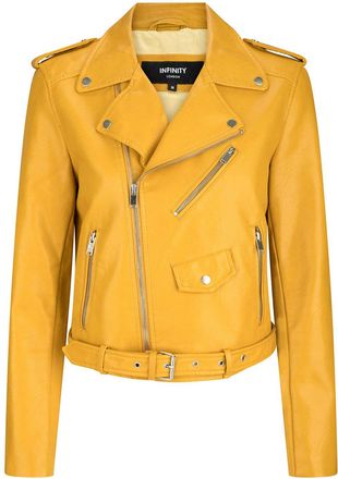 TruClothing Tan Real Leather Slim Fit Biker Jacket