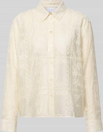 Jake*s Regular Fit Bluse mit Lochstickerei in Beige, Gr&ouml;&szlig;e 32