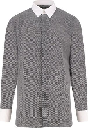 Tom Ford Graphic Sharkskin Print New Fluid Collare And Cuff Contrast S