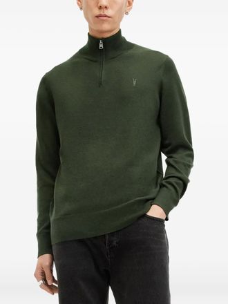 AllSaints high-neck zip-neck sweater - men - Wool/Recycled Polyamide - M - Green