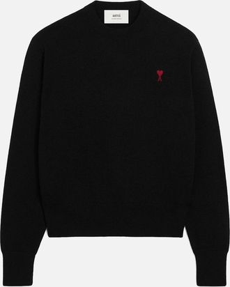 Ami Mens Ami De Coeur Crewneck Sweater Black - Size: 38