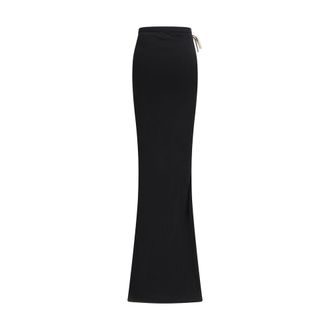 Moncler Side-Drawstring Cotton Jersey Skirt - Black