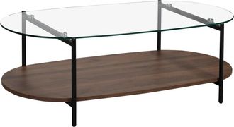 Oviala Mesa de centro ovalada moderna L 120 cm en cristal transparente