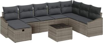 vidaXL Conjunto De Sof&aacute; De Jard&iacute;n 9 Pcs Gris 55 X 62 X 69 Cm Polirat&aacute;n Vidaxl