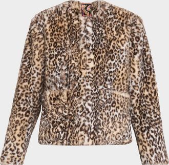 Johnny Was Leopard-Print Faux Fur Jacket