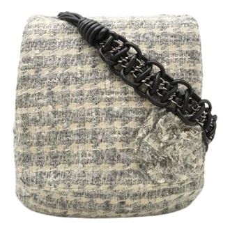 Chanel Pre-owned Camellia Tweed Schouderkettingtas - Dames - Pre-owned - Grijs - Maat: ONE Size Tweed