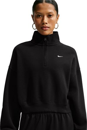 Nike (WMNS) Nike Studio Fleece Medium Weight Oversized 1/4-Zip Cropped Top Total Black Sail IM8501-001