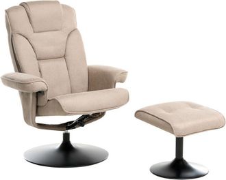 Beliani Sill&oacute;n Reclinable Moderno Giratorio Con Tapizado De Poli&eacute;ster Reposapi&eacute;s Oficina Gris Pardo Nyks