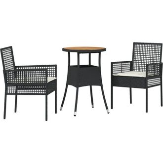 vidaXL Conjunto De Comedor De Jard&iacute;n 3 Pcs Negro Polirat&aacute;n Vidaxl