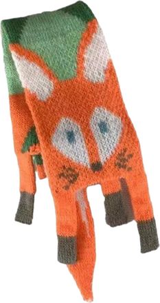 Generic Fox Print Winter Scarf, Warm Scarf with Fox Pattern, Neck Warmer for Women and Girls for Cold Weather, Knit Scarf for Outdoor, Indoor, Soft Scarf, Win