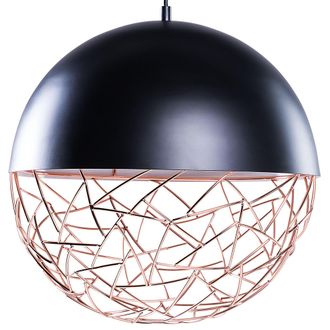 Beliani L&aacute;mpara Colgante En Forma De Globo De 1 Luz Negra Marco Moderno