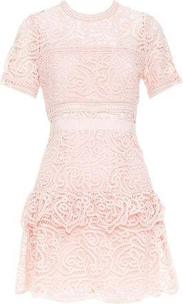 Self Portrait SELF PORTRAIT 2022 Abstract Guipure pink embellished lace sheer dress UK8 S