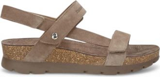Panama Jack Dames Wedge Stone Grijze Su&egrave;de Leren Sandals - Selma B18