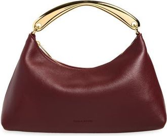 Mansur Gavriel Rhea Metal Handle Leather Handbag in Claret at Nordstrom