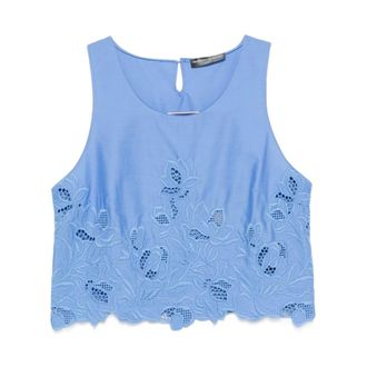 Ermanno Scervino Floral Lace Sleeveless Top - female - Ermanno Scervino - Blouses - Blue - XS - Blouses & Shirts