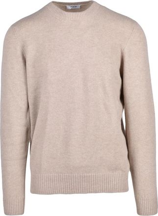 Jurta Beige Elbow Patches Merino Wool Crewneck Sweater