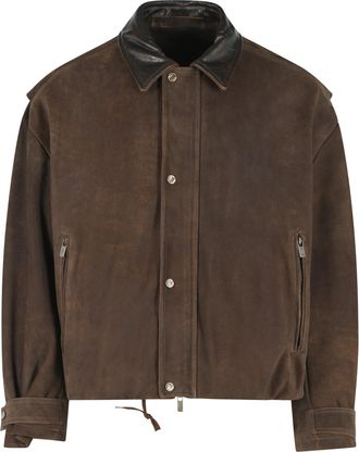 Salvatore Santoro Rich Brown Suede Jacket With Grained Leather Accents And Tailored Features