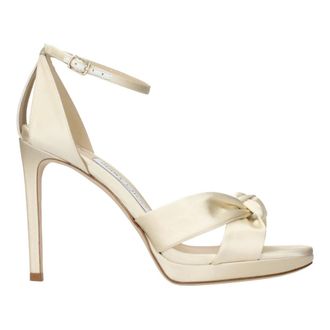 Jimmy Choo London Rosie 100 Satin Sandal - Dames - Schoenen - Beige - Maat: 40 EU Satijn