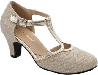David Tate Fantastic Sandals Womens Champagne Glitter Block Heel ZOGG2916