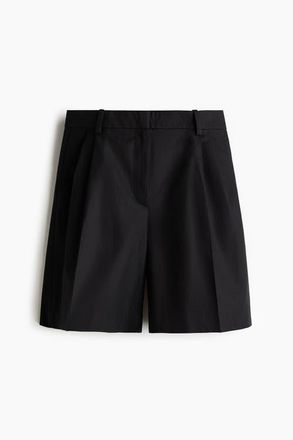 H&M Linen-blend Tailored Shorts in Black at Nordstrom, Size 10