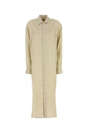 Le Kasha Embroidered Silk Shirt Dress