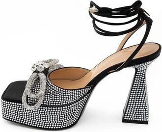 Mach & Mach Mach & Mach, Schoenen, Dames, Zwart, 38 EU, Kristal Boog Platform Sandalen