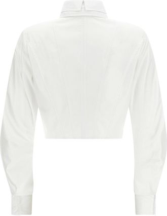 Elisabetta Franchi Gold-Embellished Double-Layer Collar Blouse - White