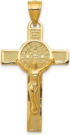 Diamond2Deal 14k Yellow Gold San Benito 2-Sided Crucifix Pendant