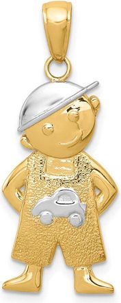 Diamond2Deal 14k Yellow Gold Rhodium Boy Hands in Pockets Pendant