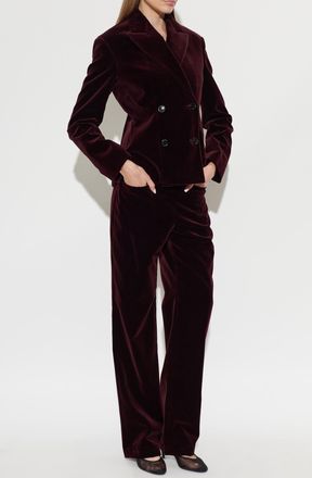 Alaia Velvet High-waisted Trousers, Womens, Burgundy