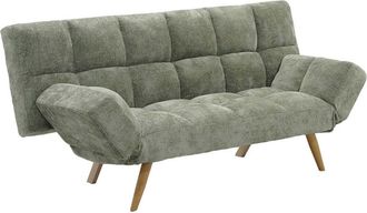 Home Heavenly Sof&aacute; cama click-clack de tela en color verde y patas de madera beige
