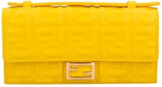 Fendi Shoulder Bags, female, Yellow, Size: ONE SIZE Baguette Continental Wallet With Chain