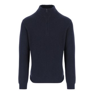 Woolrich Turtlenecks, male, Blue, Size: XL Navy Wool Blend Turtleneck Sweater