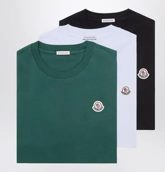 Moncler Set of three cotton T-shirts with logo patch