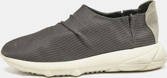 Giorgio Armani Grey/white Fabric And Suede Low Top Sneakers