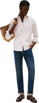 Tommy Hilfiger Herenoverhemd met knopen uit 1985, gestreept en met elastische pas (Safari)
