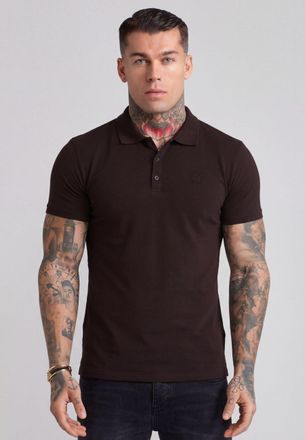 Siksilk Polo T-Shirt para Hombres en Marr&oacute;n Oscuro XXL